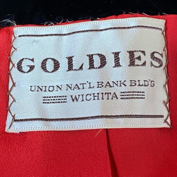 Vintage 40s Goldies Black Velvet Peter Pan Collar Blazer Jacket Round Buttons L - Picture 8 of 8